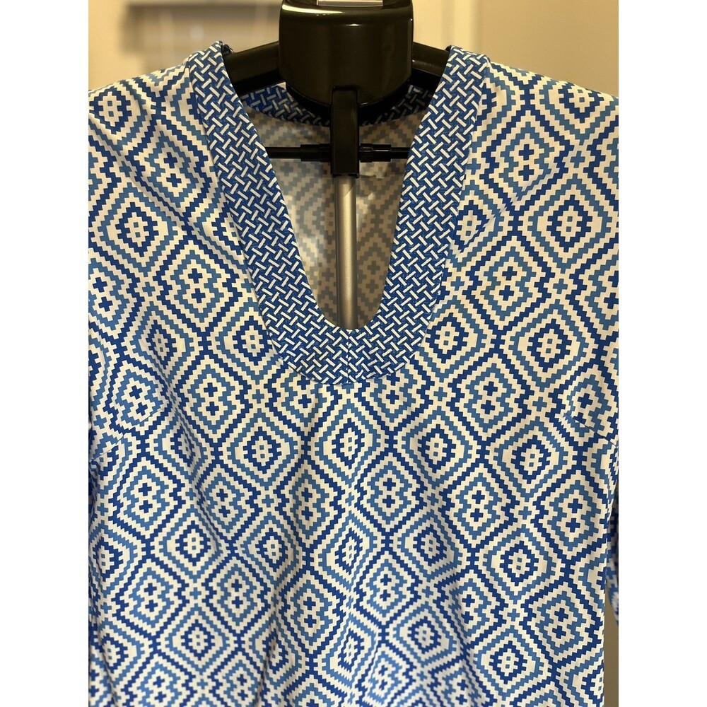 J. Mclaughlin Gisel Catalina Nylon 3/4 Sleeve U-Neck Dress Blue Women Large - Picture 7 of 13